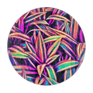 Neon Leaf Patterns Unveiled Cutting Board