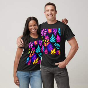Neon Leaves Abstract Pattern T-Shirt