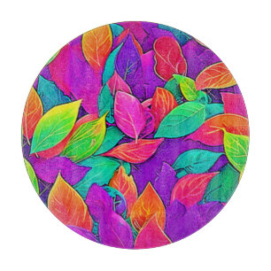 Neon Leaves: Cartoon Flow Cutting Board