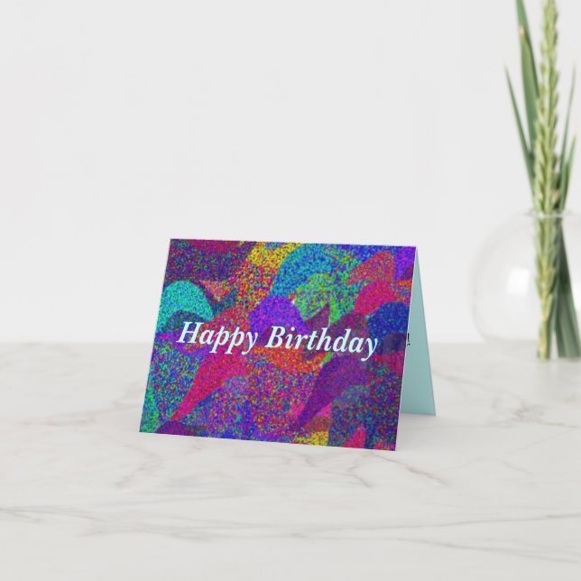 Neon Leaves Happy Birthday Card (Front)