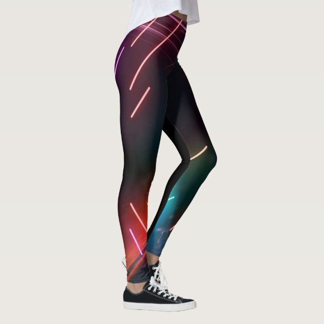 Neon Led Leggings des femmes noires artistiques (Droite)