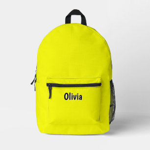 Neon Lemon and Black 3D Personalized Name  Printed Backpack