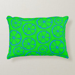 Neon Lemon Slice Boho Chic Accent Pillow