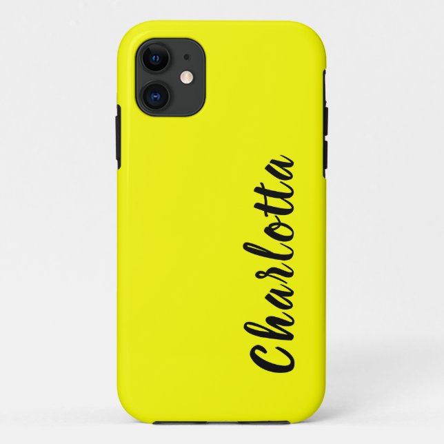 Neon Lemon Solid Colour | Custom Personalize Case-Mate iPhone Case (Back)