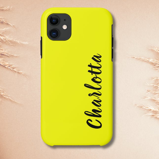 Neon Lemon Solid Colour | Custom Personalize Case-Mate iPhone Case (Creator Uploaded)