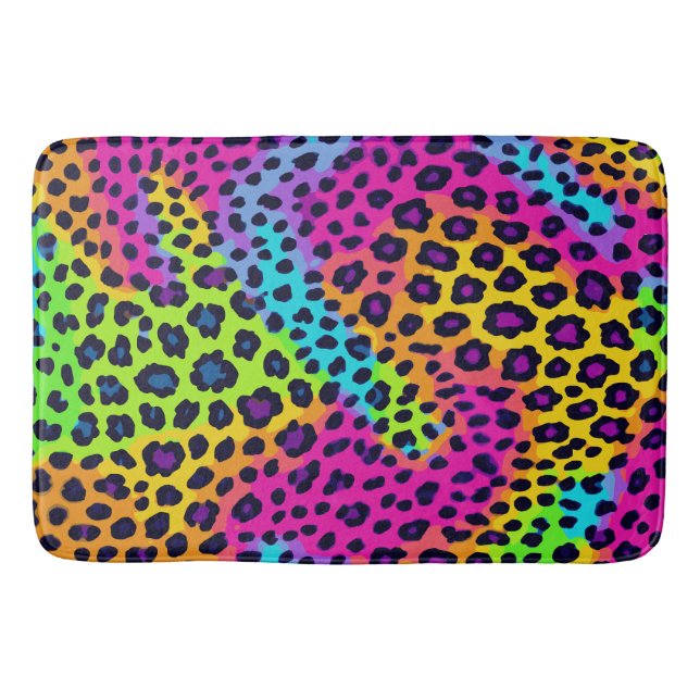 Neon Leopard Print Bath Mat (Front)