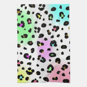 Neon Leopard Print Kitchen Towel