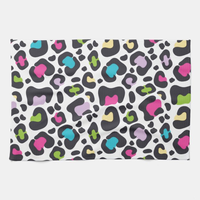 Neon Leopard Print Kitchen Towel (Horizontal)