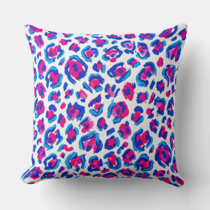 Neon Leopard Print Pattern Throw Pillow