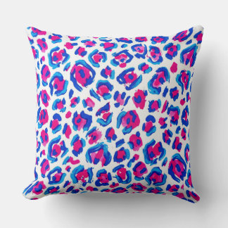 Neon Leopard Print Pattern Throw Pillow