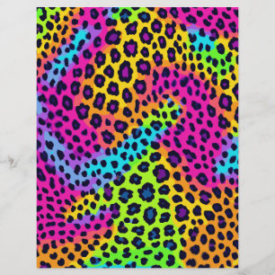 Neon Leopard Print Scrapbook Paper