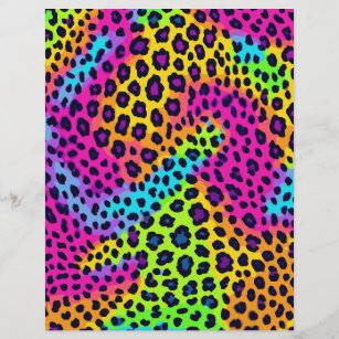 Neon Leopard Print Scrapbook Paper