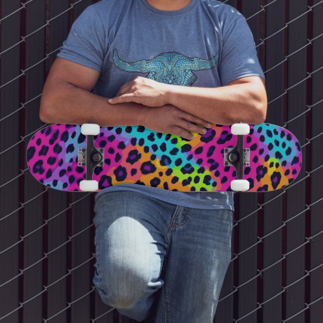 Neon Leopard Print Skateboard (Outdoor 3)