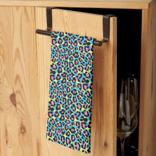Neon Leopard Spots Pattern Kitchen Towel