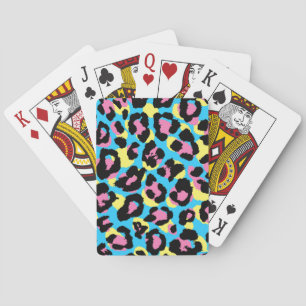 Neon Leopard Spots Pattern Playing Cards