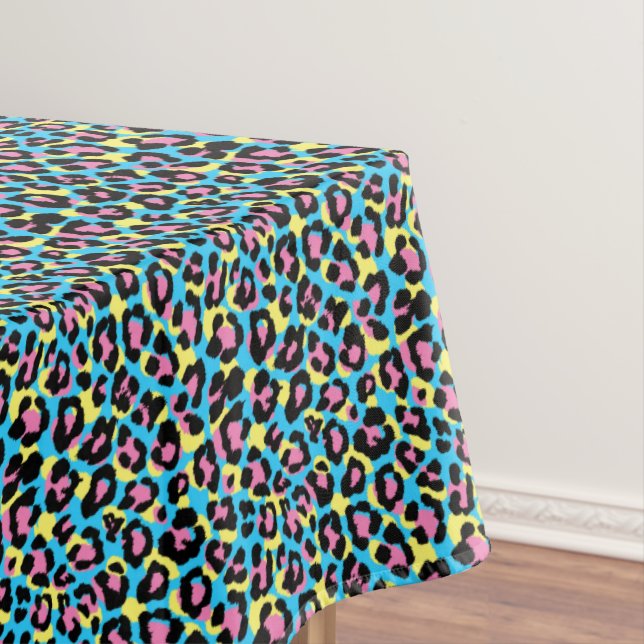 Neon Leopard Spots Pattern Tablecloth (In Situ)