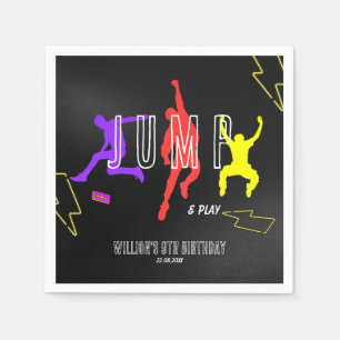 Neon Let's Jump Kids Colourful Birthday Party Napkin