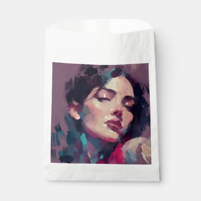 Neon Light Abstract Portrait Favour Bag (Front)