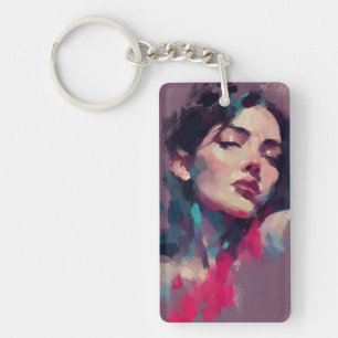 Neon Light Abstract Portrait Keychain