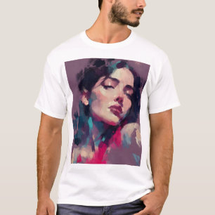Neon Light Abstract Portrait T-Shirt