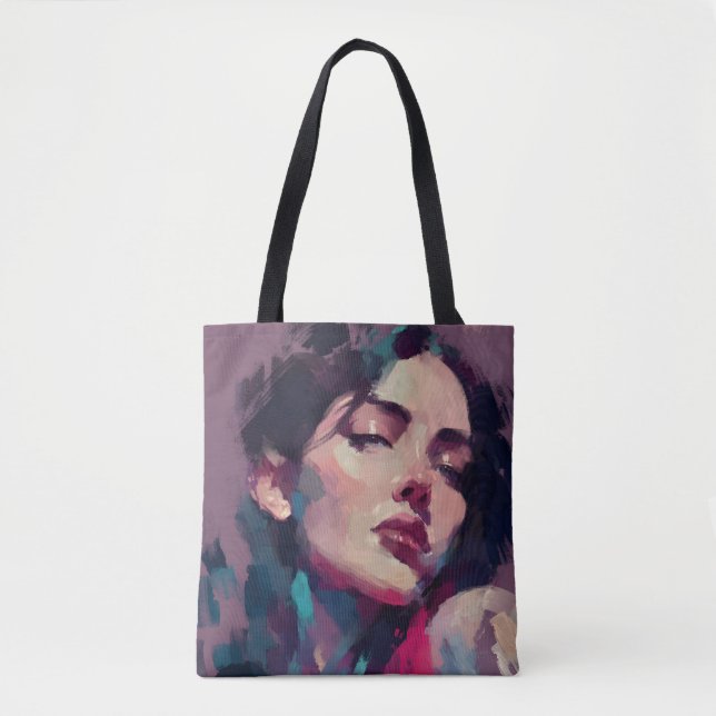 Neon Light Abstract Portrait Tote Bag (Front)