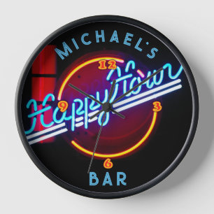 Neon Light BAR Personalized SIGN Man Cave Large Cl Clock
