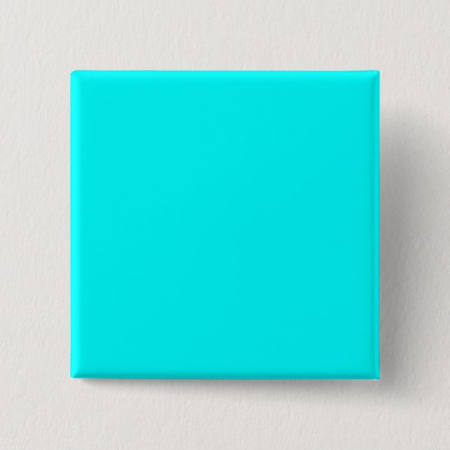 Neon light blue 00ffff 2 inch square button (Front)