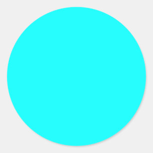 Neon light blue 00ffff classic round sticker