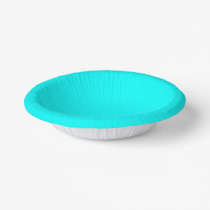Neon light blue 00ffff paper plate