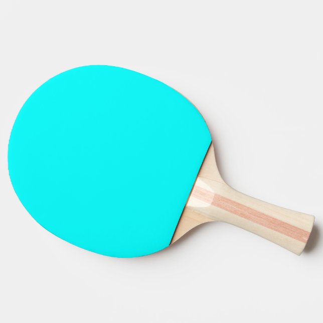 Neon light blue hex code 00ffff ping pong paddle (Side)