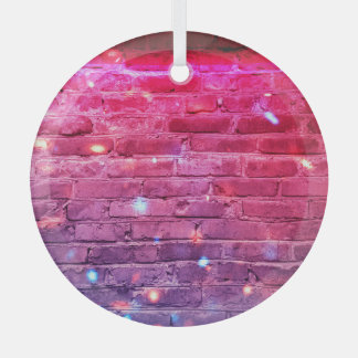 Neon light: empty brick wall. glass ornament