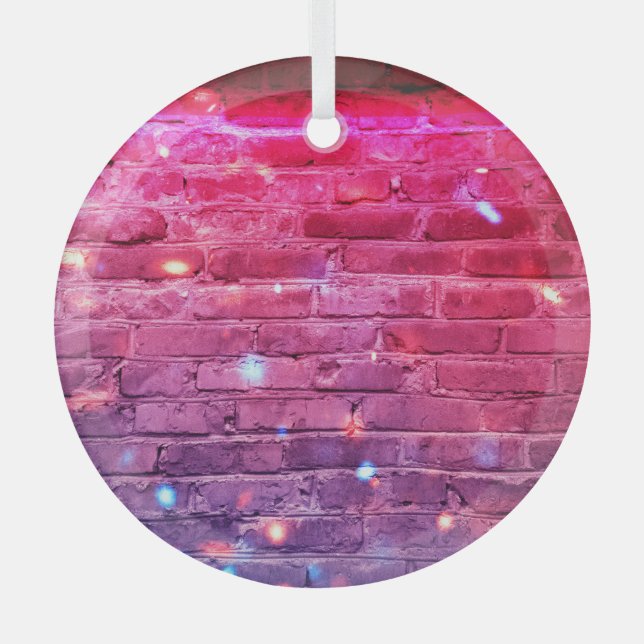 Neon light: empty brick wall. glass ornament (Front)
