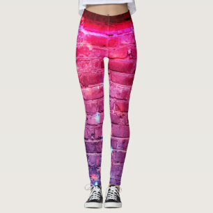 Neon light: empty brick wall. leggings