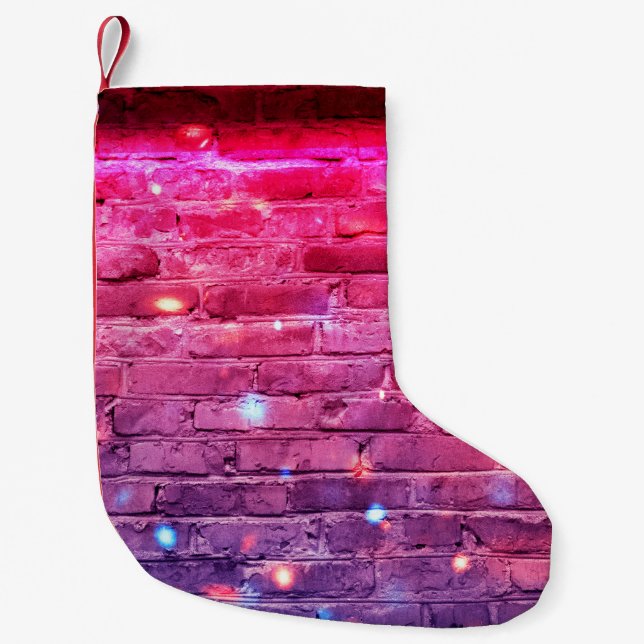 Neon light: empty brick wall. small christmas stocking (Front)