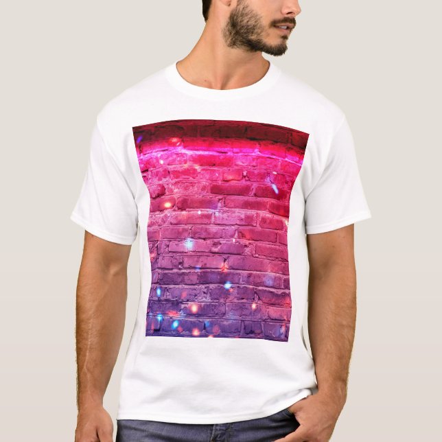 Neon light: empty brick wall. T-Shirt (Front)