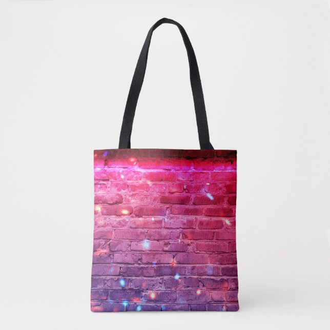 Neon light: empty brick wall. tote bag (Front)