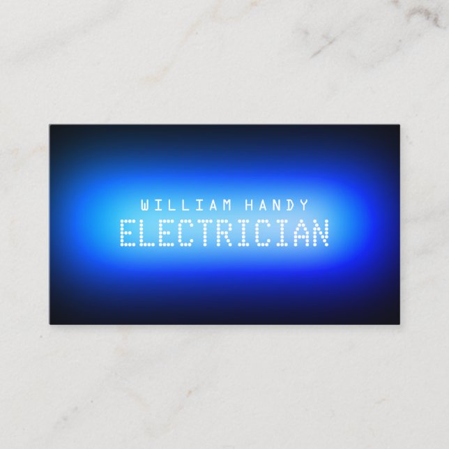 Neon light inspired blue  business card (Front)