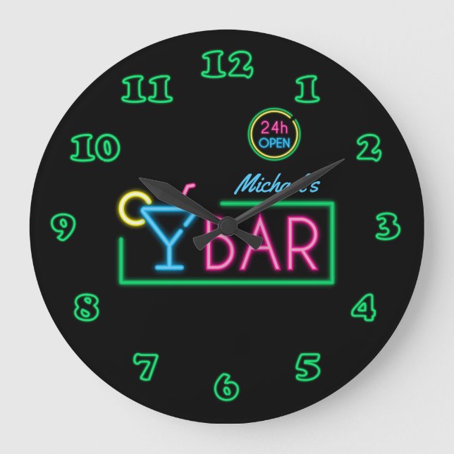 Neon Light Private Home Bar Clock (Front)