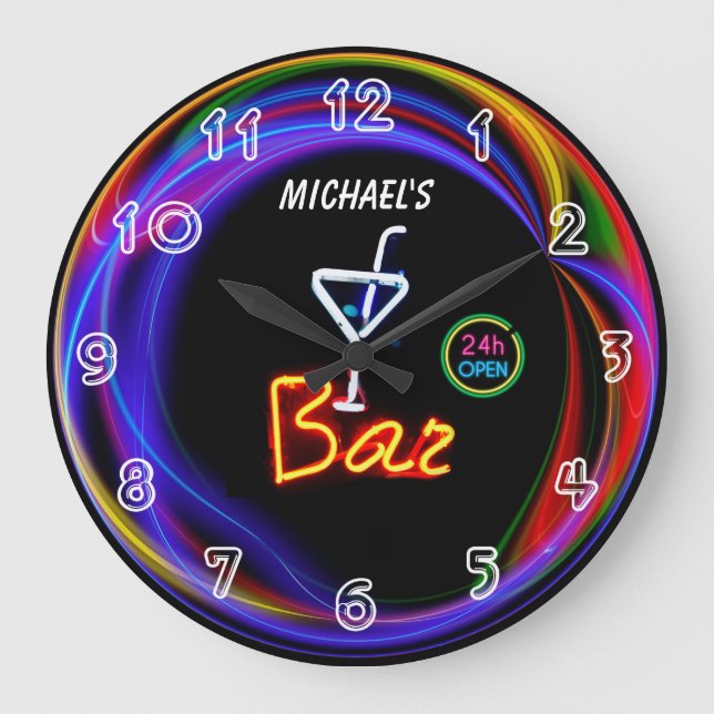 Neon Light Private Home Personalized Bar Clock (Front)
