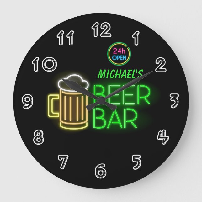 Neon Light Private Home Personalized Bar Clock (Front)