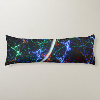 Neon Light Trails Abstract Photography. Cyberpunk Body Pillow