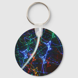 Neon Light Trails Abstract Photography. Cyberpunk Keychain