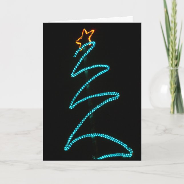 neon light tree holiday card (Front)