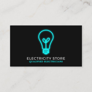 Neon Lightbulb, Electrician Business Card