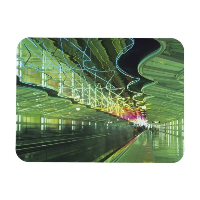 Neon lighting in corridor of the O'hare Airport, Magnet (Horizontal)