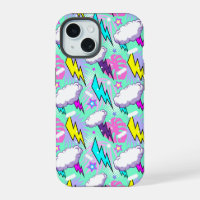 Neon Lightning Bolts & Stars Pattern