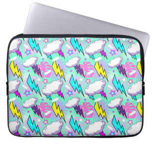 Neon Lightning Bolts & Stars Pattern Laptop Sleeve