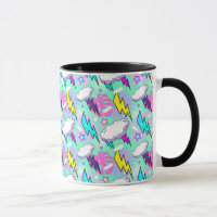 Neon Lightning Bolts & Stars Pattern