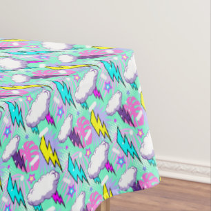 Neon Lightning Bolts & Stars Pattern Tablecloth