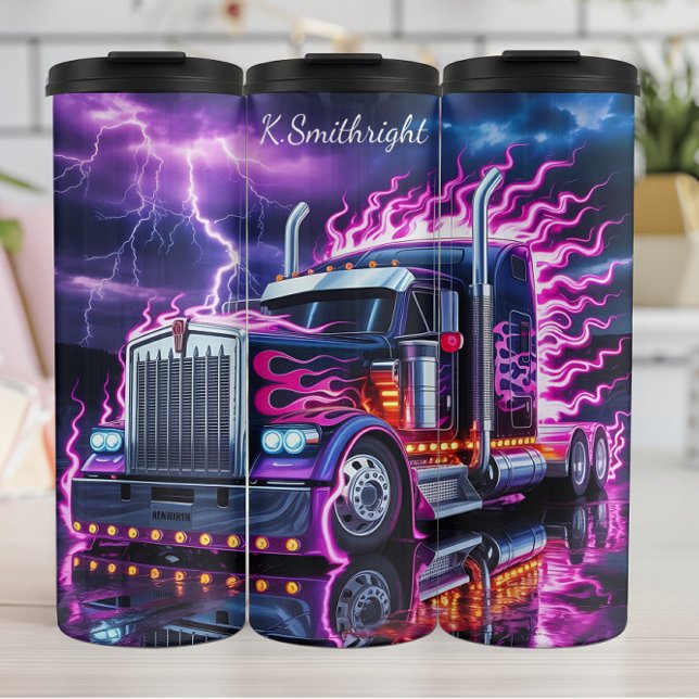 Neon Lightning Truck Storm Reflection Thermal Tumbler (Creator Uploaded)